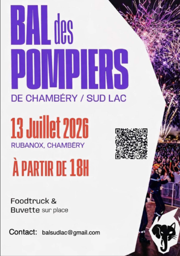Bal des pompiers de Chambéry/Sud Lac 13 juillet 2026